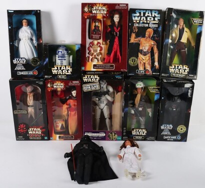 Eleven Modern and Vintage Star Wars 12 inch Dolls Kenner Hasbro.