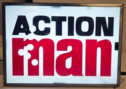 An Illuminated Action Man Light Box Sign