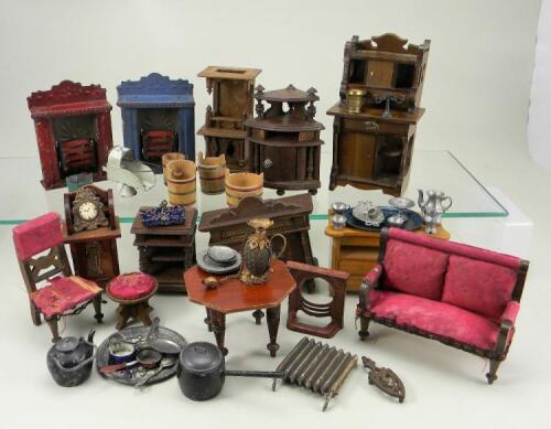 Collection of dolls house furniture and accessories, late 19th century,