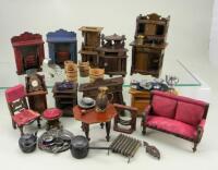 Collection of dolls house furniture and accessories, late 19th century,