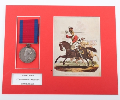 Waterloo Medal 1815 to 2nd Life Guards, Wounded in Right Hand at Waterloo,