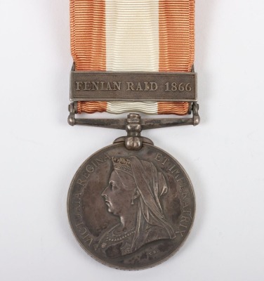 Canada General Service Medal for the 1866 Fenian Raid to the Barrie Rifle Company