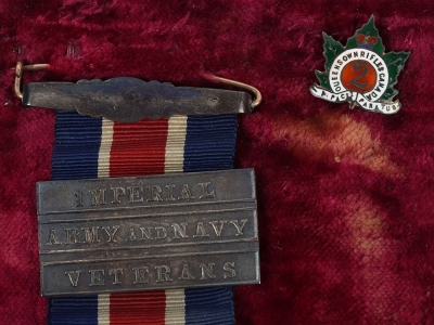An Interesting Canada General Service Medal and Associated items to the 2nd Queens Own Rifles for the 1866 Fenian Raid.Canada General Service Medal with clasp Fenian Raid 1866, officially impressed naming, &ldquo;PTE R SCOTT, 2ND Q.O.R.&rdquo; medal with nice tone an - 4