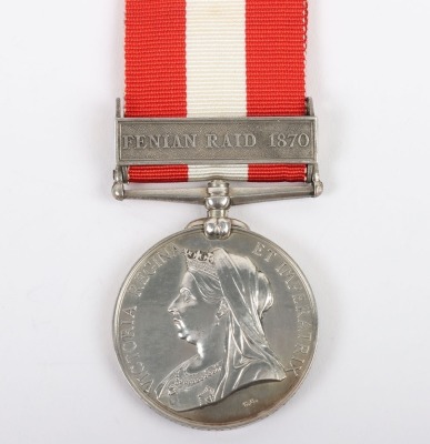 Canada General Service Medal for the 1870 Fenian Raid to the Napanee Battery of Garrison Artillery