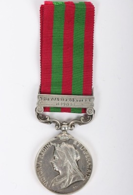 India General Service Medal 1895-1902 for the Punjab Frontier to a recipient who died whilst serving with in the Welsh Brigade Royal Field Artillery in 1910