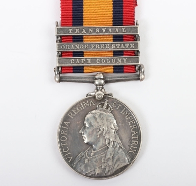 Queen&rsquo;s South Africa Medal to a Recipient in the Royal Irish Rifles who was made Prisoner of War in the Action at Stormberg in December 1899