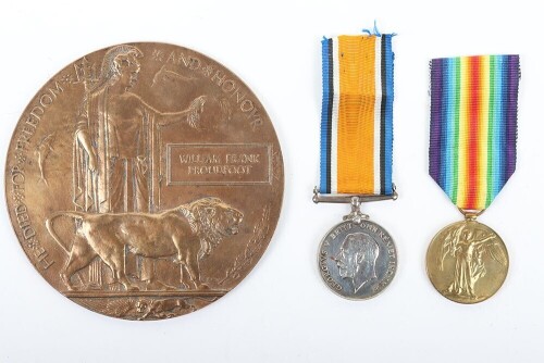 A Great War Pair of Medals and Memorial Plaque to a Recipient in the London Irish Rifles who Died of Wounds in December 1917