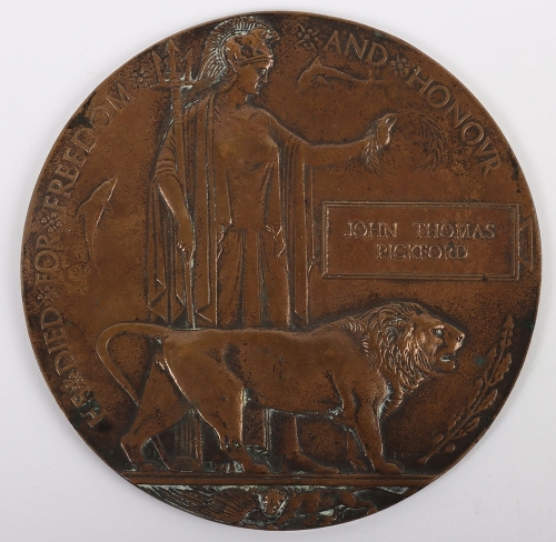 A Sole Entitlement Great War Memorial Plaque to a member of the Regimental Depot of the Cheshire Regiment who died during the Spanish Flu Pandemic that struck following the end of the Great War.