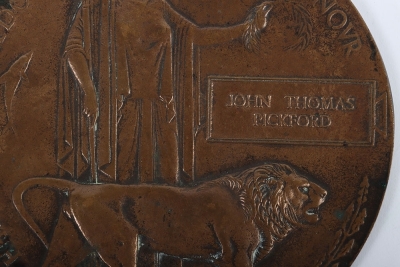A Sole Entitlement Great War Memorial Plaque to a member of the Regimental Depot of the Cheshire Regiment who died during the Spanish Flu Pandemic that struck following the end of the Great War. - 2