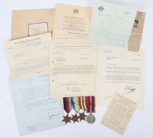 Second World War Merchant Navy Commendation for Brave Conduct Medal Group of 4 to the Second Officer on &lsquo;MV Empire Spenser&rsquo; Who Returned to the Burning Ship to Rescue Stranded Crew