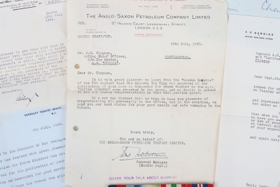 Second World War Merchant Navy Commendation for Brave Conduct Medal Group of 4 to the Second Officer on &lsquo;MV Empire Spenser&rsquo; Who Returned to the Burning Ship to Rescue Stranded Crew - 5