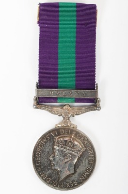 General Service Medal 1918-62 to the Royal Air Force for the Malaya conflict, GVIR, with clasp Malaya, &ldquo;3500022 ACT CPL D WHITEHOUSE RAF&rdquo;, in titled card box of issue and accompanied by 2 letters of issue dated March 1976 to the recipient in South Yardley