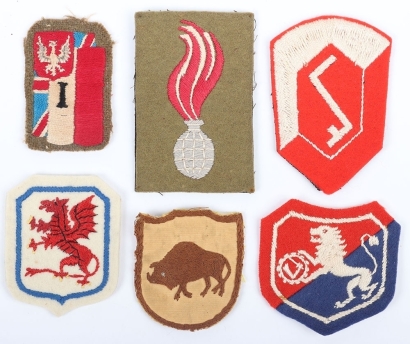 6x WW2 Polish Cloth Formation Signs