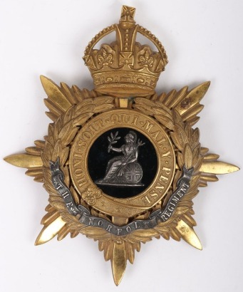 Post 1902 Norfolk Regiment Officers Home Service Helmet Plate