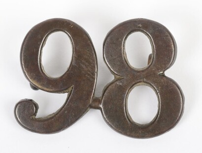 Crimean War 98th (Prince of Wales) Regiment of Foot Pork Pie Cap Numerals Badge