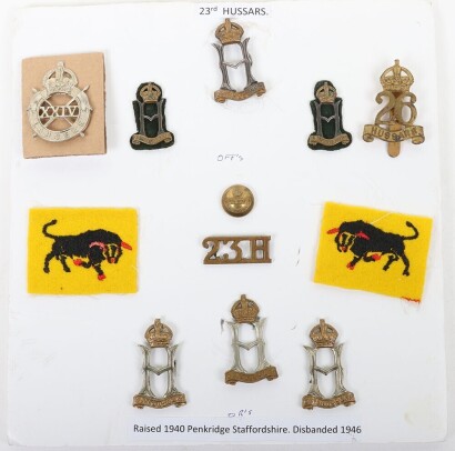 WW2 War Raised 23rd Hussars Badge Grouping