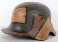 Imperial German M-18 Cut-Out Camouflaged Steel Combat Helmet