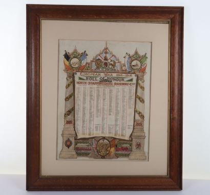 Great War North Staffordshire Railway Company Roll of Honour