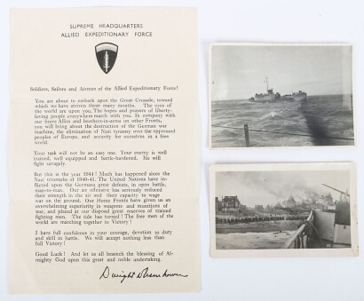 WW2 D-Day, Invasion 'Ike' Letter & Unpublished Photos, Juno Beach.