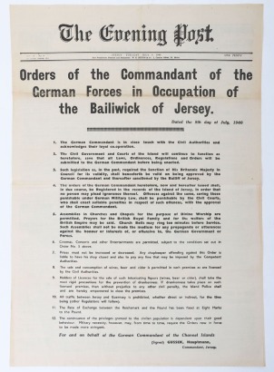WW2 Jersey Island 'Evening Post', Orders from the Commandant of German Forces.