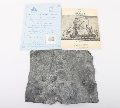 HMS Invincible 1744-58, Lock Cover (Apron of Lead), Recovered from the Wreck of the Ship