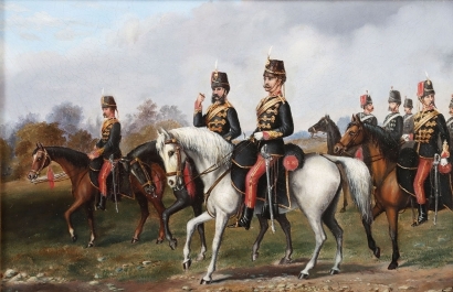Oil on Board Painting of 11th Hussars Interest