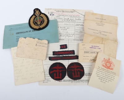 WW2 British 45 Royal Marine Commando Insignia Grouping