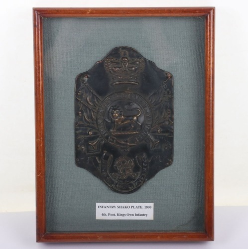Rare Georgian 4th (Kings Own) Regiment of Foot Stovepipe Shako Plate