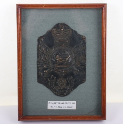 Rare Georgian 4th (Kings Own) Regiment of Foot Stovepipe Shako Plate