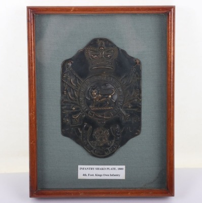 Rare Georgian 4th (Kings Own) Regiment of Foot Stovepipe Shako Plate