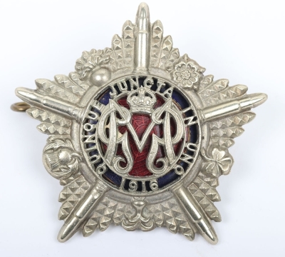 WW1 Guards Machine Gun Battalion Officers Silver Cap Badge.