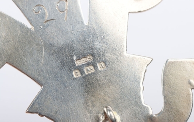 Hallmarked Silver Officers Cavalry Arm Badge - 6