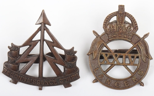 WW2 War Raised 24th Lancers Officers Cap Badge