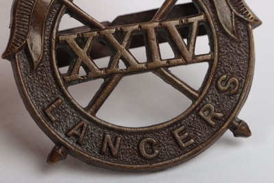 WW2 War Raised 24th Lancers Officers Cap Badge - 6