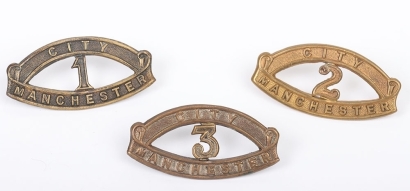 WW1 1st, 2nd and 3rd City of Manchester Pals Battalions Shoulder Titles