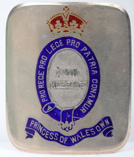 Hallmarked Silver and Enamel 18th Princess of Wales Own Hussars Waist Belt Clasp