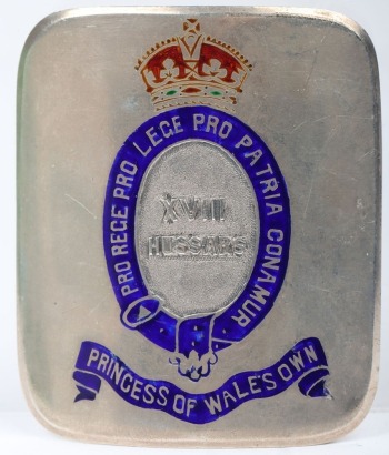 Hallmarked Silver and Enamel 18th Princess of Wales Own Hussars Waist Belt Clasp