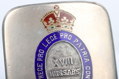 Hallmarked Silver and Enamel 18th Princess of Wales Own Hussars Waist Belt Clasp - 4