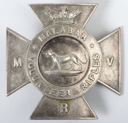 Scarce Victorian Indian Army Malabar Volunteer Rifles Headdress Badge