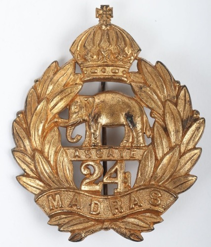 Victorian Indian Army 24th Madras Infantry Pagri Badge
