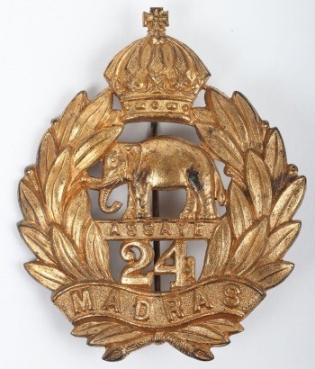 Victorian Indian Army 24th Madras Infantry Pagri Badge