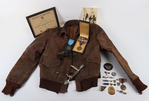 WW2 USAAF, 8th Air Force, A2 Flying Jacket, Medals and Insignia Grouping, 490th Bomb Group.