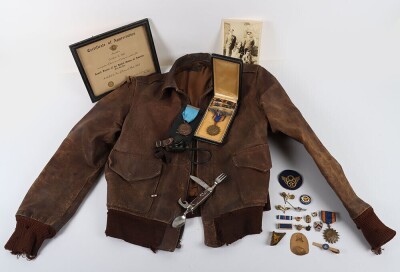 WW2 USAAF, 8th Air Force, A2 Flying Jacket, Medals and Insignia Grouping, 490th Bomb Group.