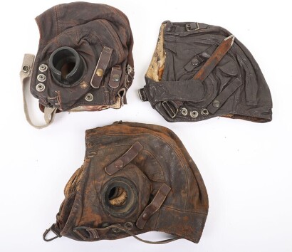 WW2 RAF C Type Flying Helmets, Three examples.