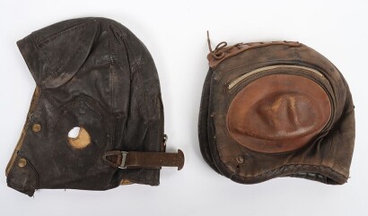 WW2 RAF B Type Flying Helmet & Civilian Leather Flying Helmet.