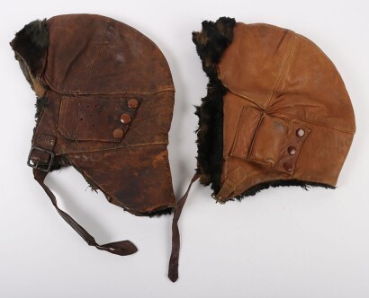 WW1 Royal Flying Corps RFC, Mk.1 Leather Flying Helmet. Two Examples