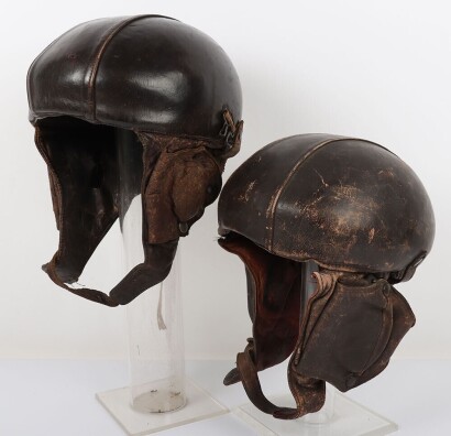 WW2 French Air Force, Arm&eacute;e de l'Air, Type 11, Leather Flying Helmet, Two Examples