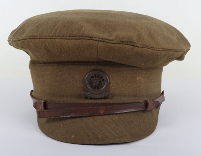 WW1 British Officers Peaked Cap with VTC Motor Transport Volunteers Cap Badge, Rare