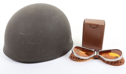 WW2 British Motorcycle Despatch Riders Helmet & Goggles.