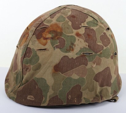 WW2 US Marines M1 Combat Helmet & Cover, Front Seam/Swivel Bale.
